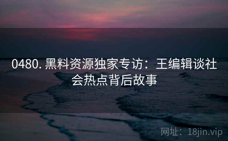0480. 黑料资源独家专访：王编辑谈社会热点背后故事