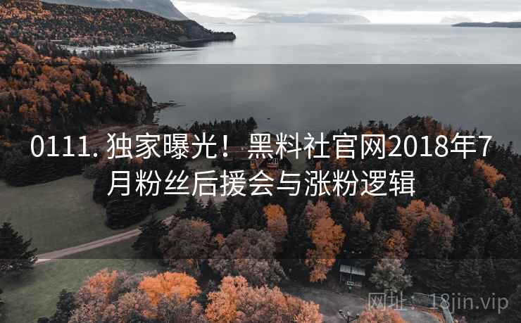 0111. 独家曝光！黑料社官网2018年7月粉丝后援会与涨粉逻辑